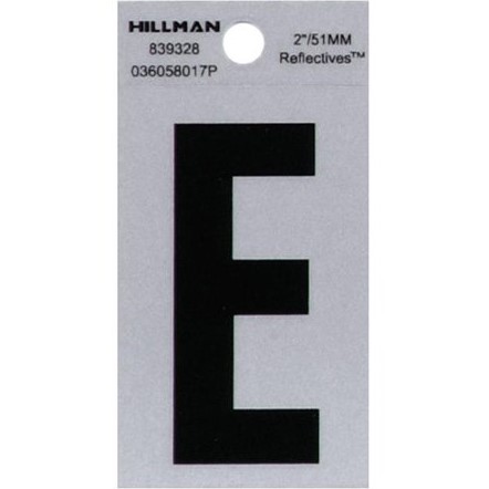 Letter "E" Black/Silver Reflective Vinyl Sticker 2"