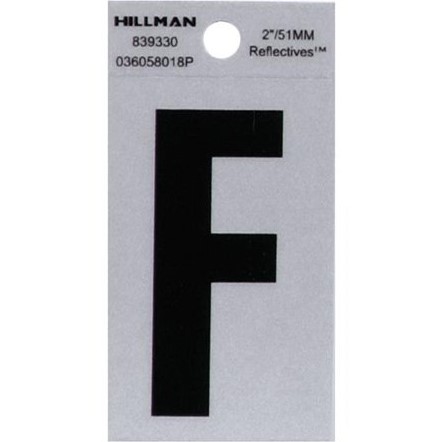 Letter "F" Black/Silver Reflective Vinyl Sticker 2"