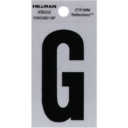 Letter "G" Black/Silver Reflective Vinyl Sticker 2"