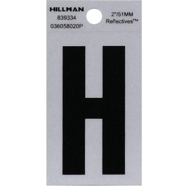 Letter "H" Black/Silver Reflective Vinyl Sticker 2"