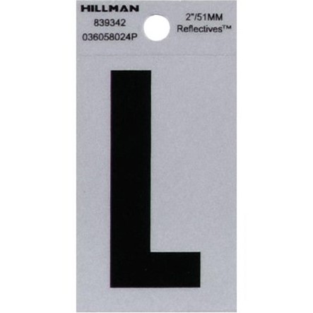 Letter "L" Black/Silver Reflective Vinyl Sticker 2"