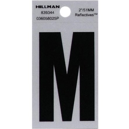 Letter "M" Black/Silver Reflective Vinyl Sticker 2"