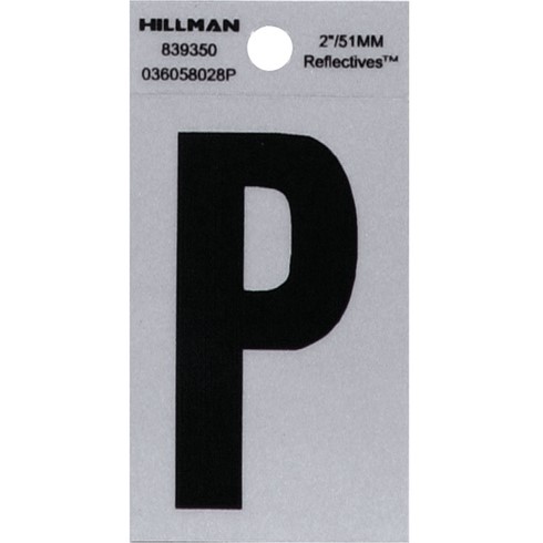 Letter "P" Black/Silver Reflective Vinyl Sticker 2"