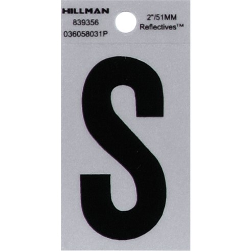 Letter "S" Black/Silver Reflective Vinyl Sticker 2"