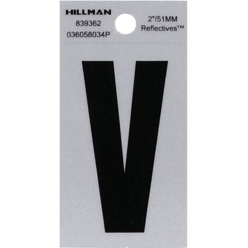 Letter "V" Black/Silver Reflective Vinyl Sticker 2"