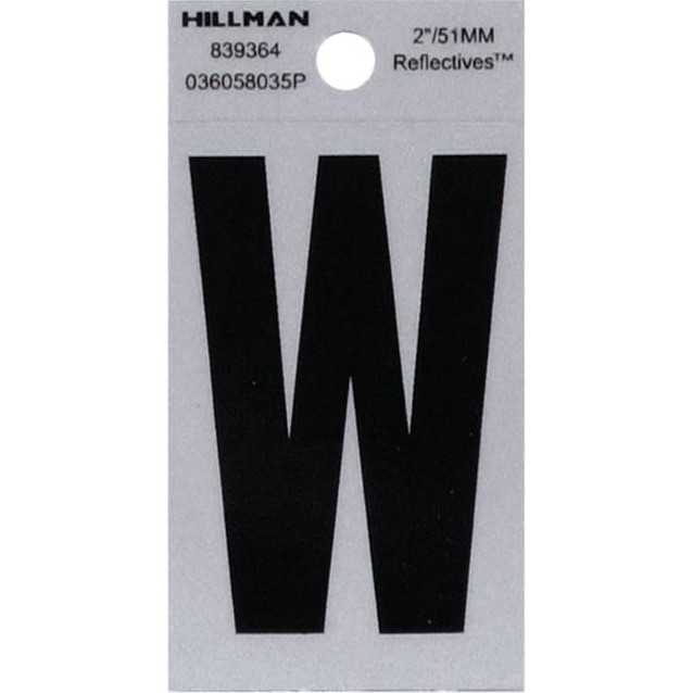Letter "W" Black/Silver Reflective Vinyl Sticker 2"