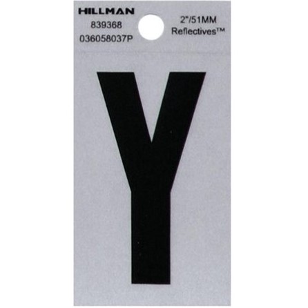 Letter "Y" Black/Silver Reflective Vinyl Sticker 2"