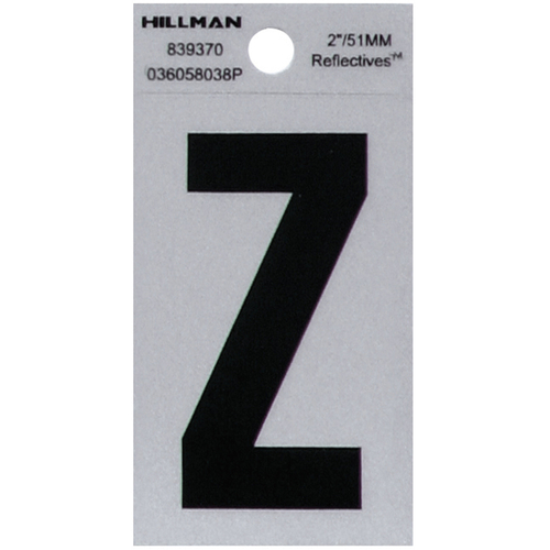 Letter "Z" Black/Silver Reflective Vinyl Sticker 2"