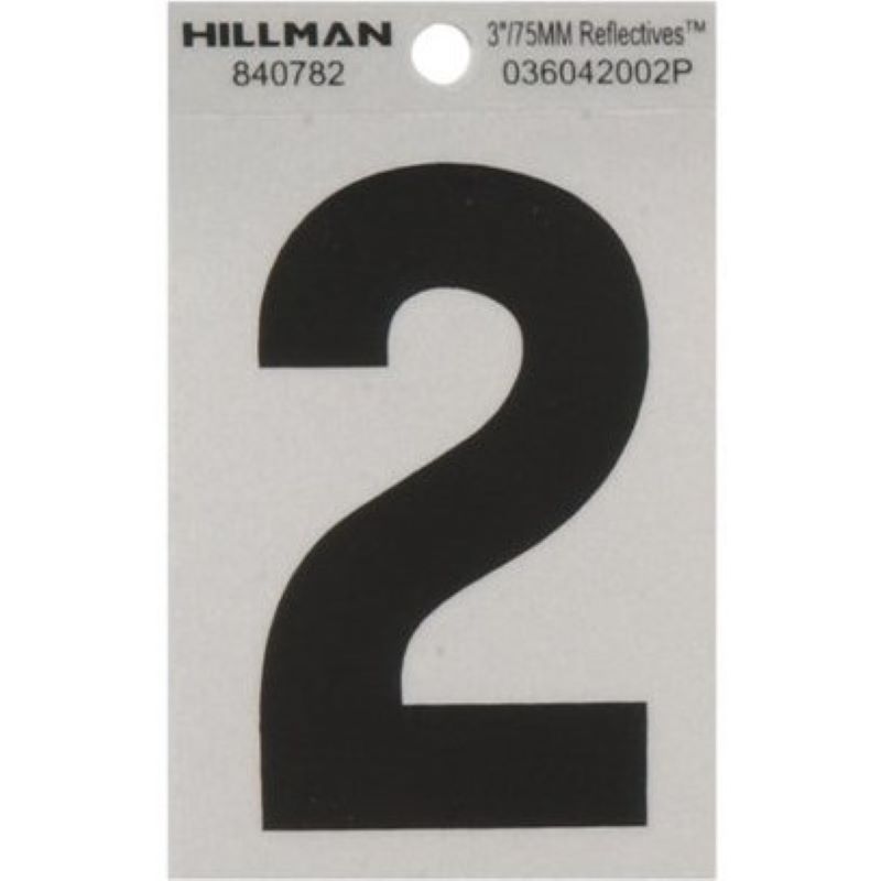 #2 Black/Silver Reflective Vinyl Sticker 3"