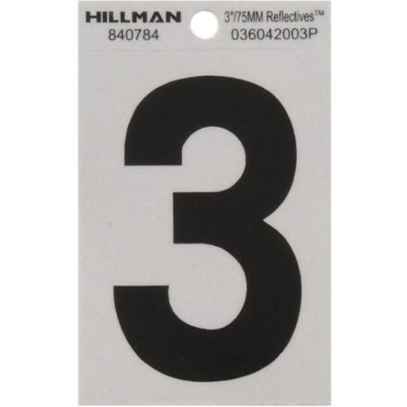 #3 Black/Silver Reflective Vinyl Sticker 3"