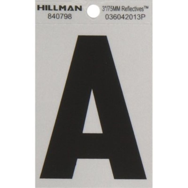 Letter "A" Black/Silver Reflective Vinyl Sticker 3"