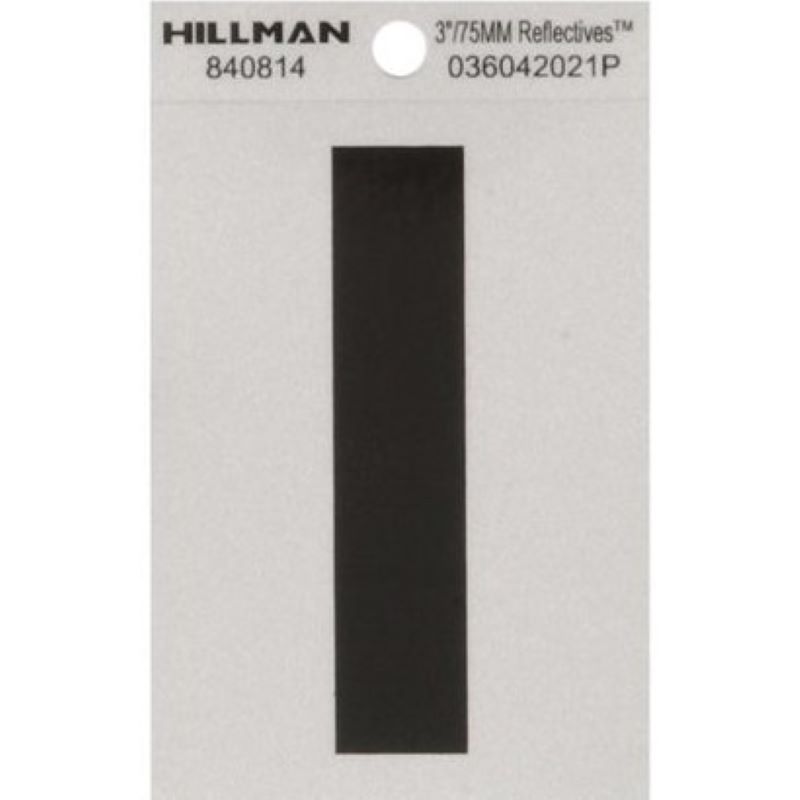 Letter "I" Black/Silver Reflective Vinyl Sticker 3"