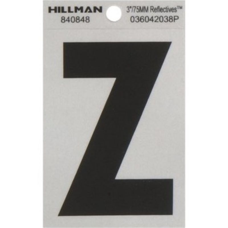 Letter "Z" Black/Silver Reflective Vinyl Sticker 3"