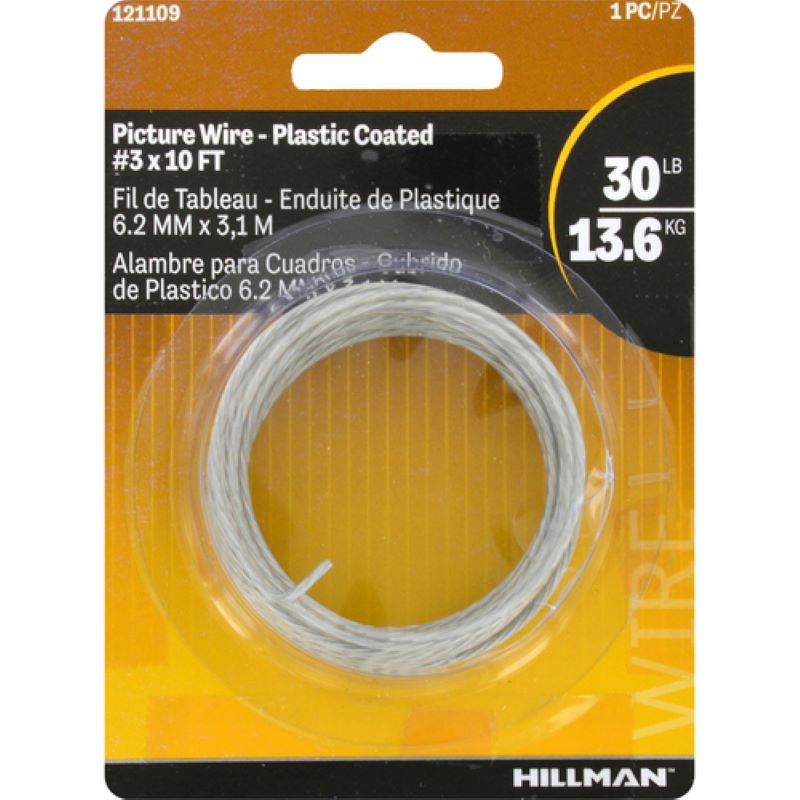 Plastic Coated Picture Wire #3x10 ft 30 lb