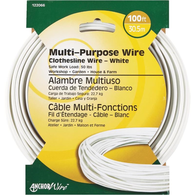 AnchorWire Multi-Purpose White Clothesline Wire 100 ft