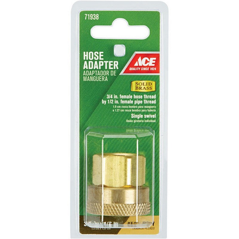 Ace Brass Hose Adapter Swivel 3/4'' FHT X 1/2'' FPT