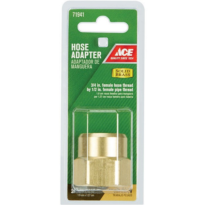 Ace Brass Hose Adapter 3/4'' FHT X 1/2" FPT