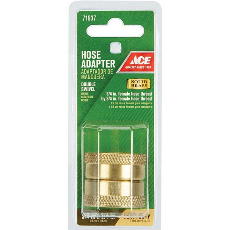 Ace Brass Double Swivel 3/4" FHT Hose Adapter 