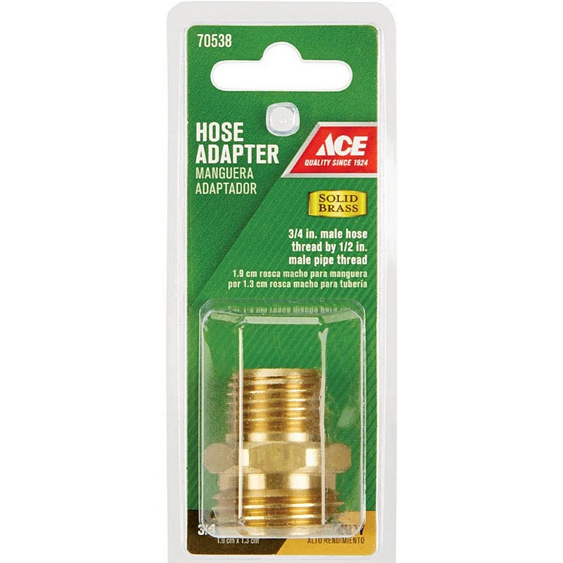 Ace Brass Hose Adapter 3/4" MHT X 1/2" MPT