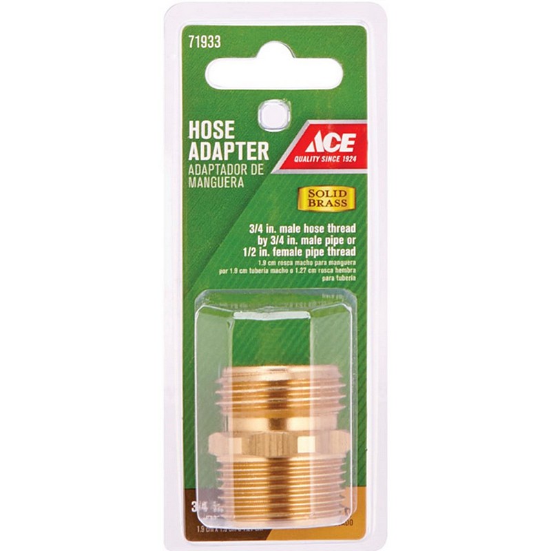 Ace Brass Hose Adapter 3/4" MHT X 3/4" MPT X 1/2" FPT