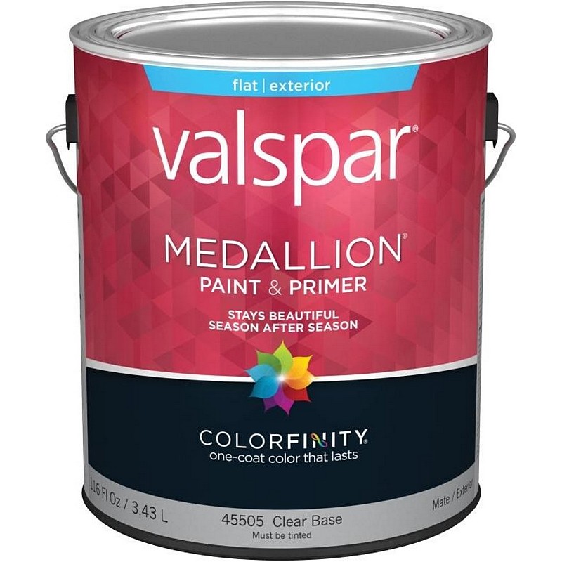Valspar Medallion Exterior Paint & Primer Clear Base Flat 1 gal