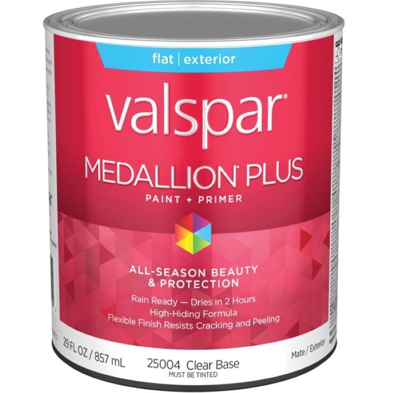 Valspar Medallion Plus Exterior Paint & Primer Clear Base Flat 1 qt