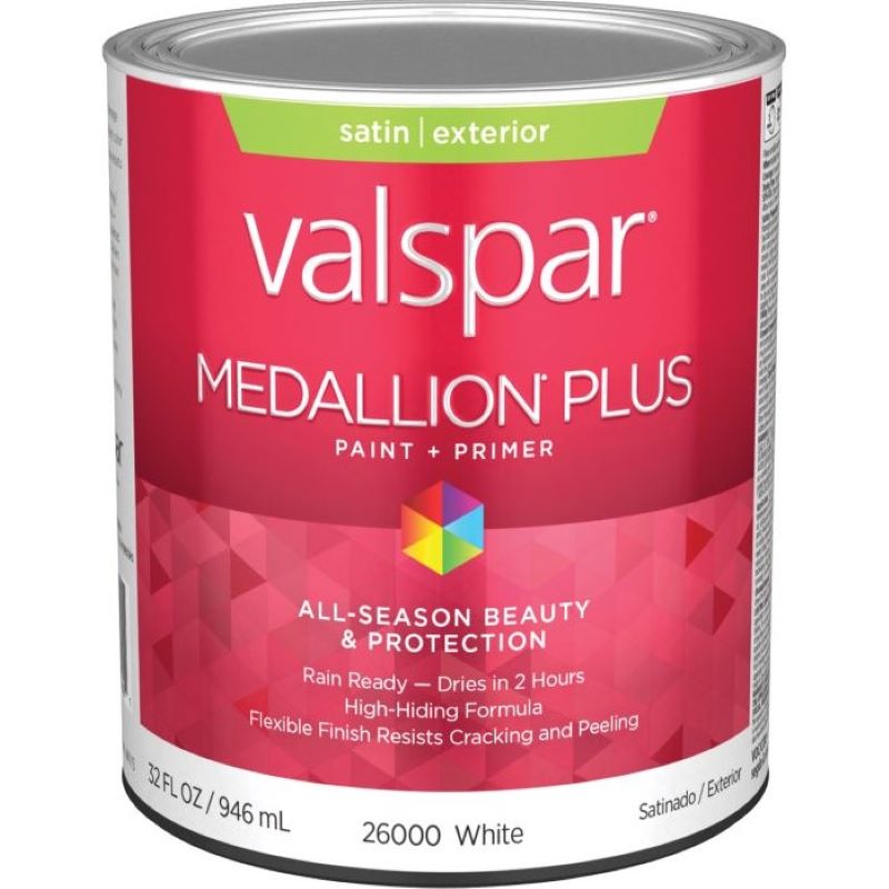 Valspar Medallion Plus Exterior Paint White Base Satin 1 qt