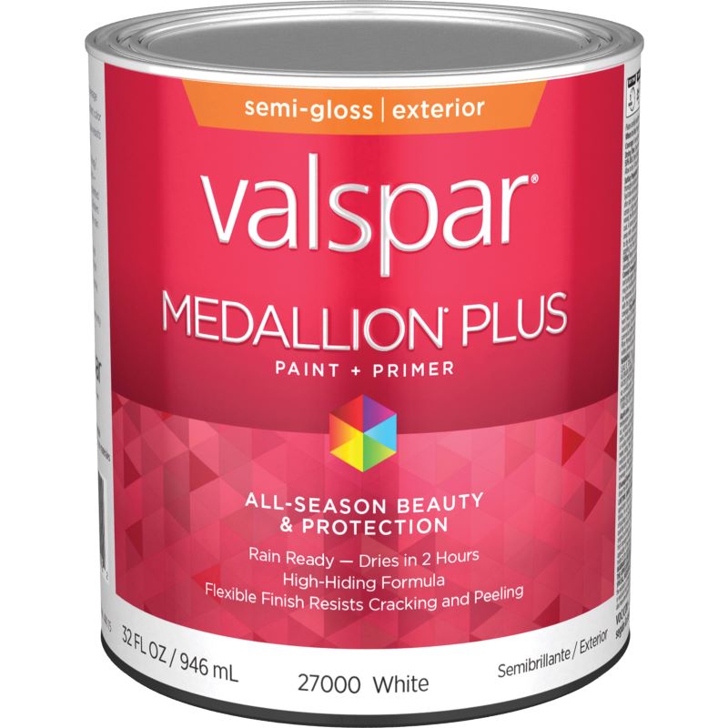 Valspar Medallion Plus Exterior Paint White Base Semi-Gloss 1 qt