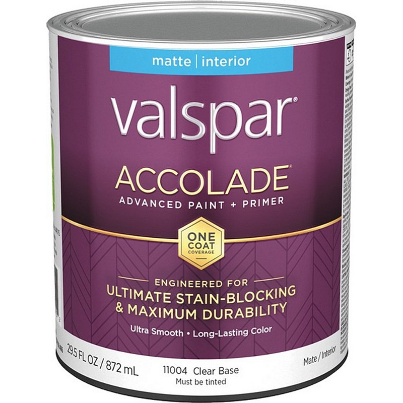Valspar Accolade Paint & Primer Stain Blocking Interior Matte Clear Base 1 qt