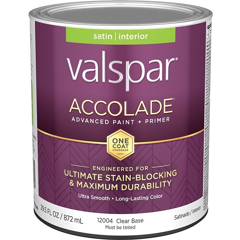 Valspar Accolade Paint & Primer Stain Blocking Interior Satin Clear Base 1 qt