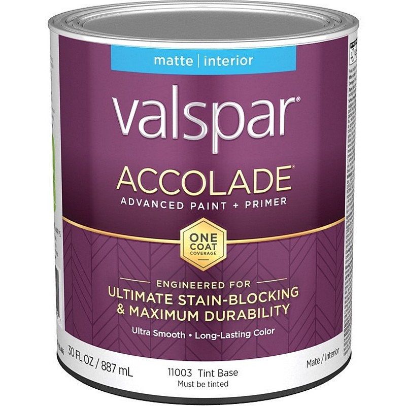 Valspar Accolade Paint & Primer Stain Blocking Interior Matte Tint Base 1 qt