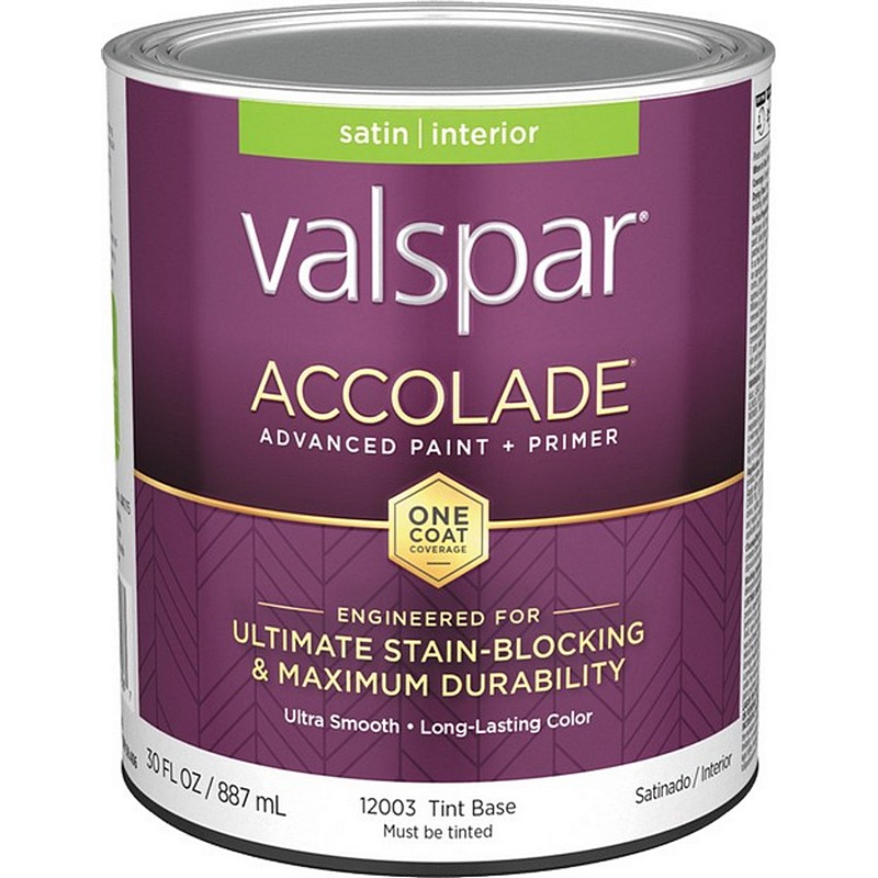 Valspar Accolade Paint & Primer Stain Blocking Interior Satin Tint Base 1 qt