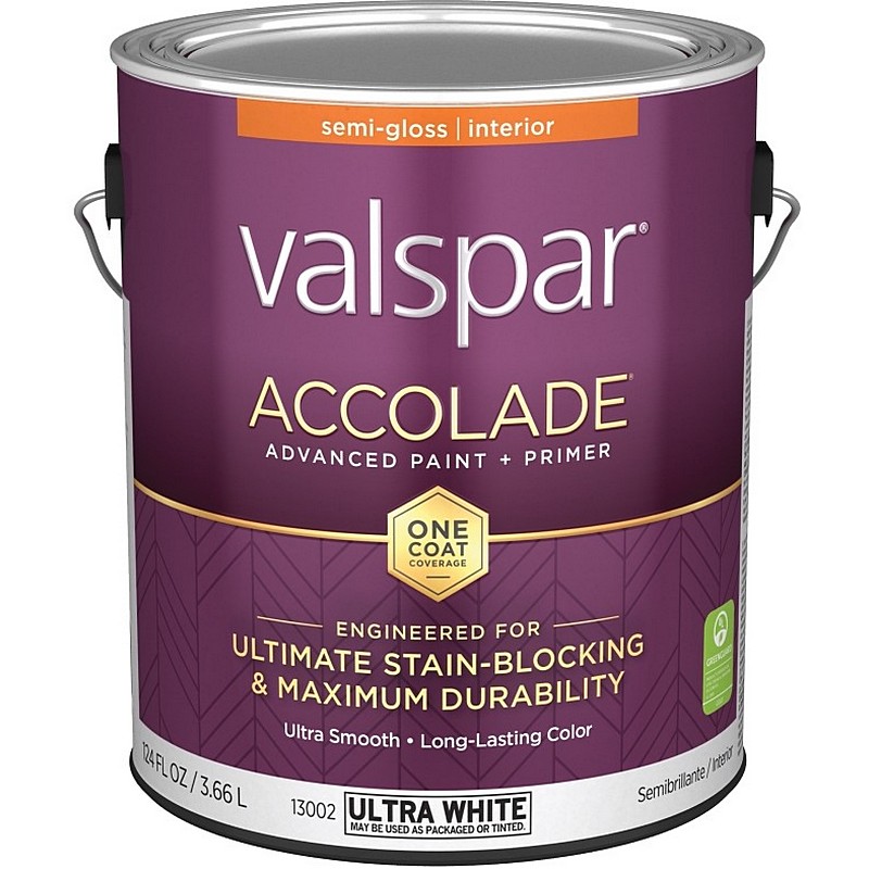 Valspar Accolade Paint & Primer Stain Blocking Interior Semi-Gloss Ultra White 1 gal