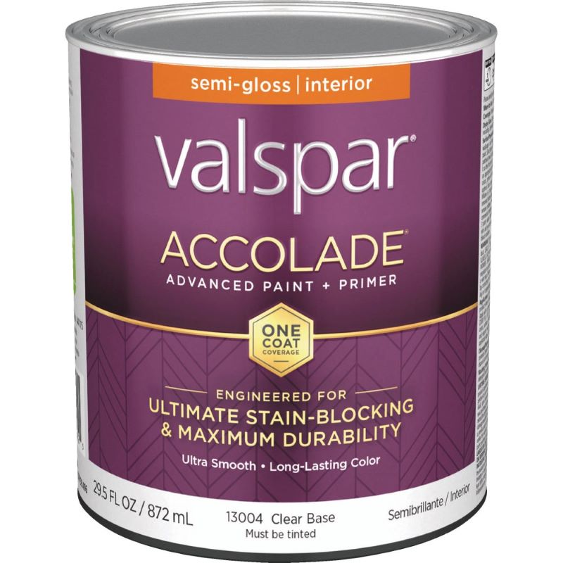 Valspar Accolade Paint & Primer Stain Blocking Interior Semi-Gloss Clear Base 1 qt