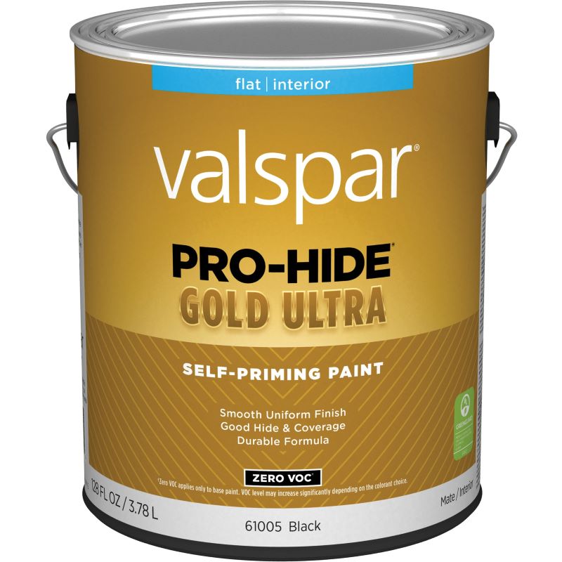 Valspar Pro-Hide Gold Ultra Self Priming Paint Zero VOC Flat Black 1 gal