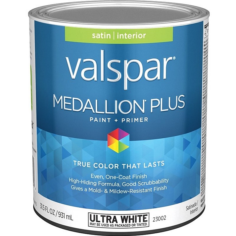 Valspar Medallion Plus Paint & Primer Interior Satin Ultra White 1 qt