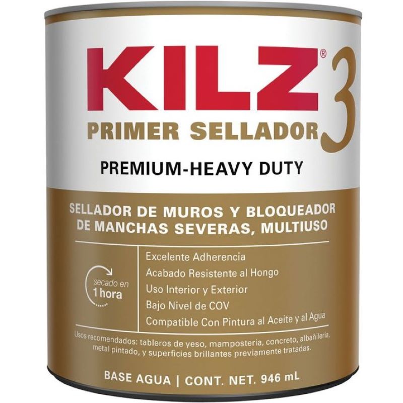 Kilz 3 Premium Interior Exterior Primer Flat White 1 qt