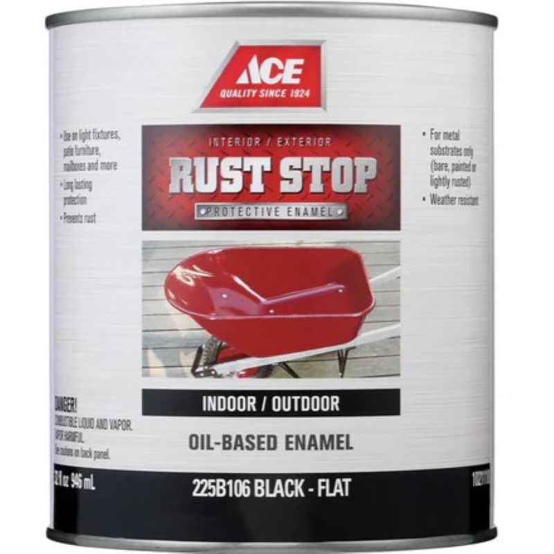 Ace Rust Stop Oil Based Enamel Flat Black 1 qt