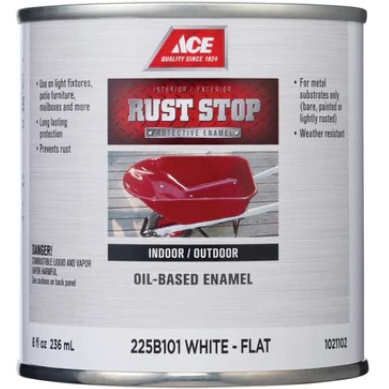 Ace Rust Stop Oil Based Enamel Flat White 8 oz