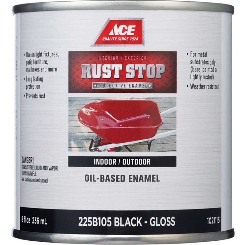 Ace Rust Stop Oil Based Enamel Gloss Black 8 oz
