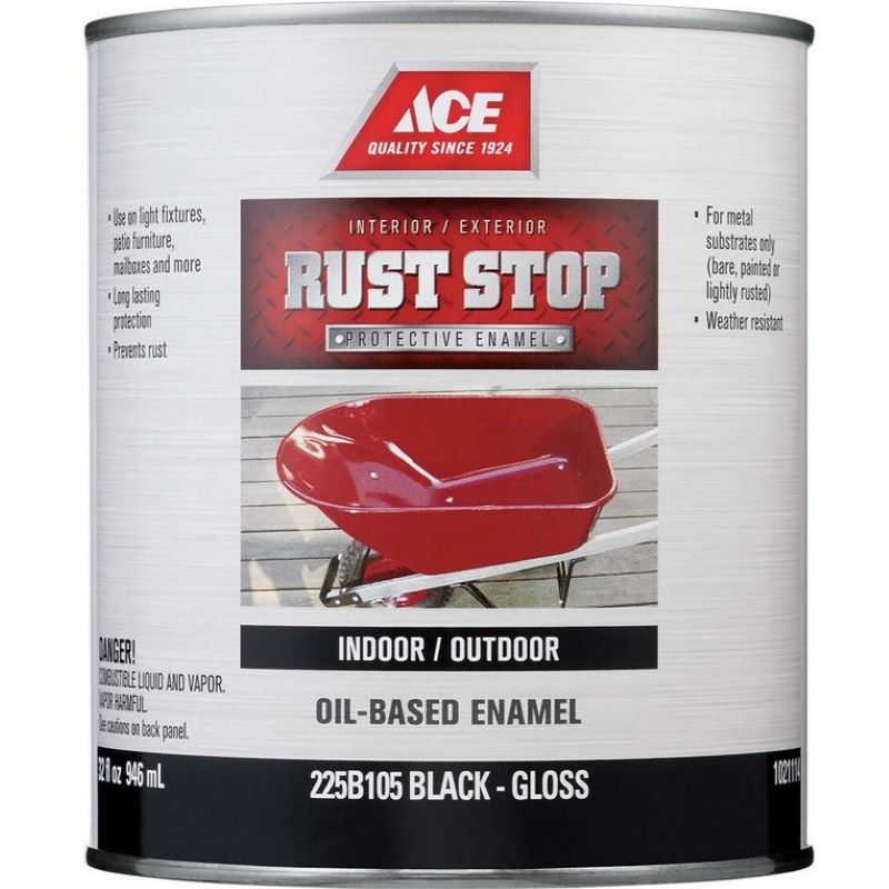 Ace Rust Stop Oil Based Enamel Gloss Black 1 qt