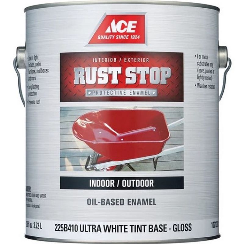 Ace Rust Stop Oil Based Enamel Gloss Ultra White Tint Base 1 gal