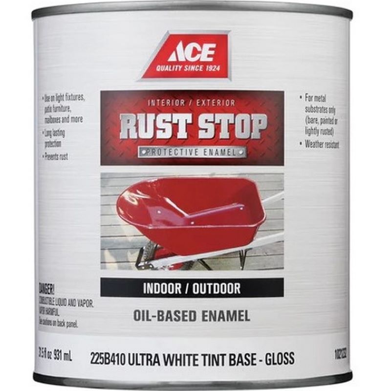 Ace Rust Stop Oil Based Enamel Gloss Ultra White Tint Base 1 qt