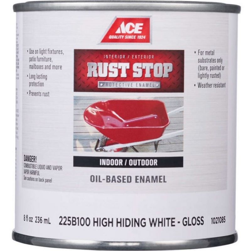 Ace Rust Stop Oil Based Enamel Gloss White 8 oz