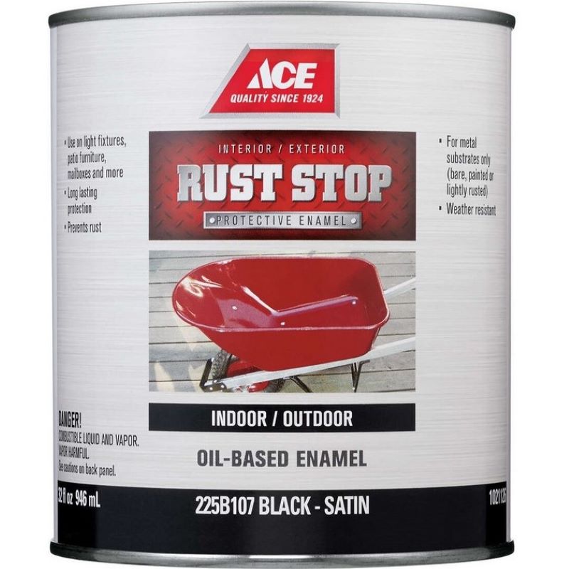 Ace Rust Stop Oil Based Enamel Satin Black 1 qt