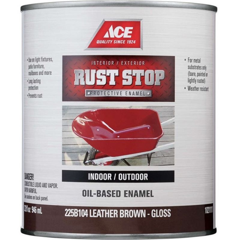 Ace Rust Stop Oil Based Enamel Gloss Leather Brown 1 qt