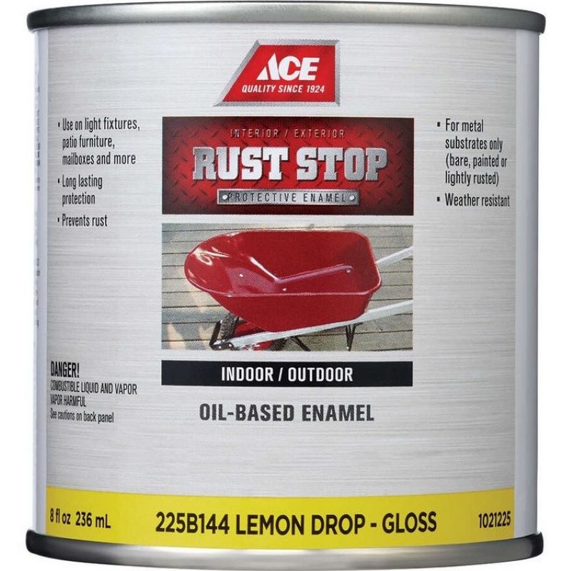 Ace Rust Stop Oil Based Enamel Gloss Lemon Drop 8 oz
