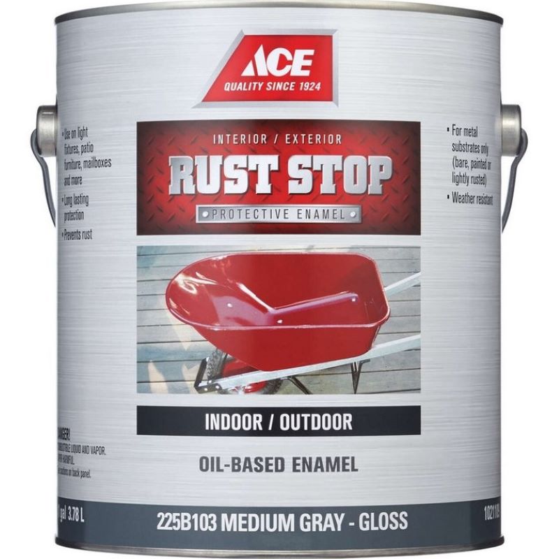 Ace Rust Stop Oil Based Enamel Gloss Medium Gray 1 gal