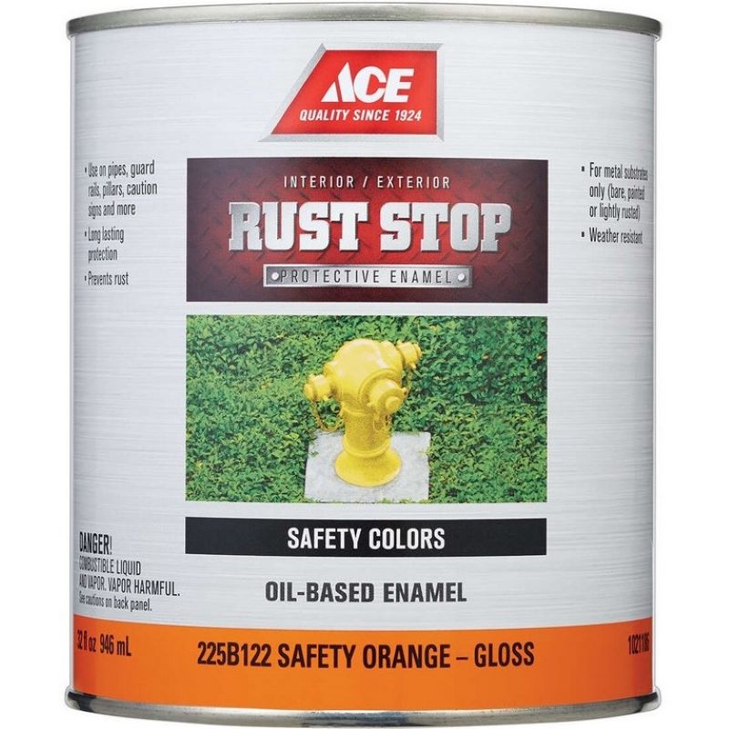 Ace Rust Stop Oil Based Enamel Gloss Safety Orange 1 qt