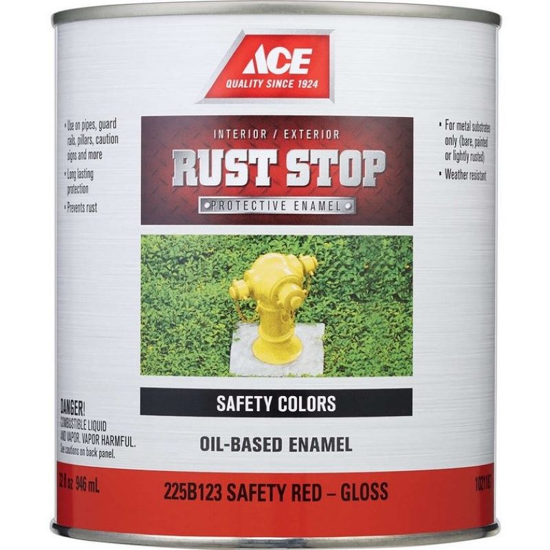 Ace Rust Stop Oil Based Enamel Gloss Safety Red 1 qt